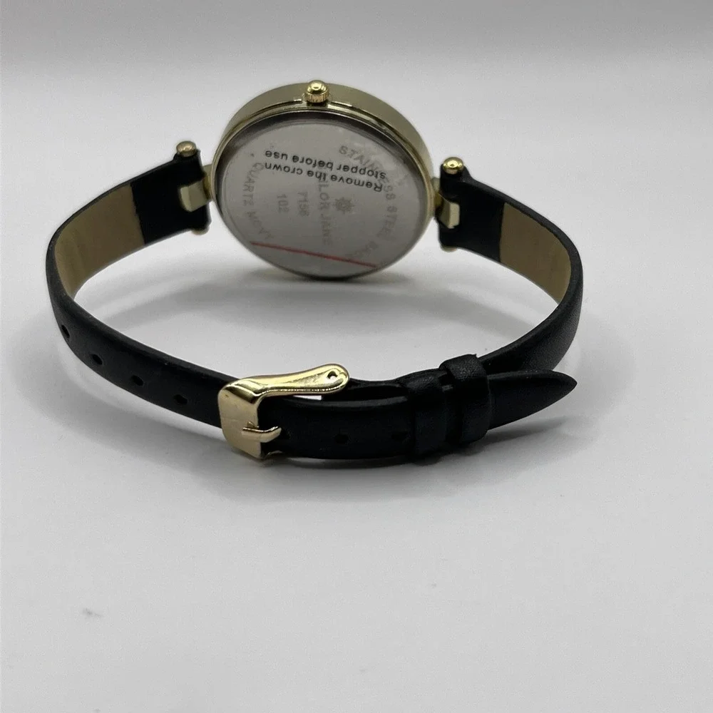 Sailor Jane Women's Quartz Gold Watch Black Band- New Battery